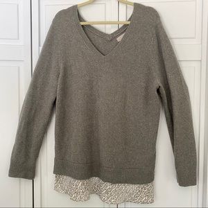 LOFT Gray V-Neck Sweater